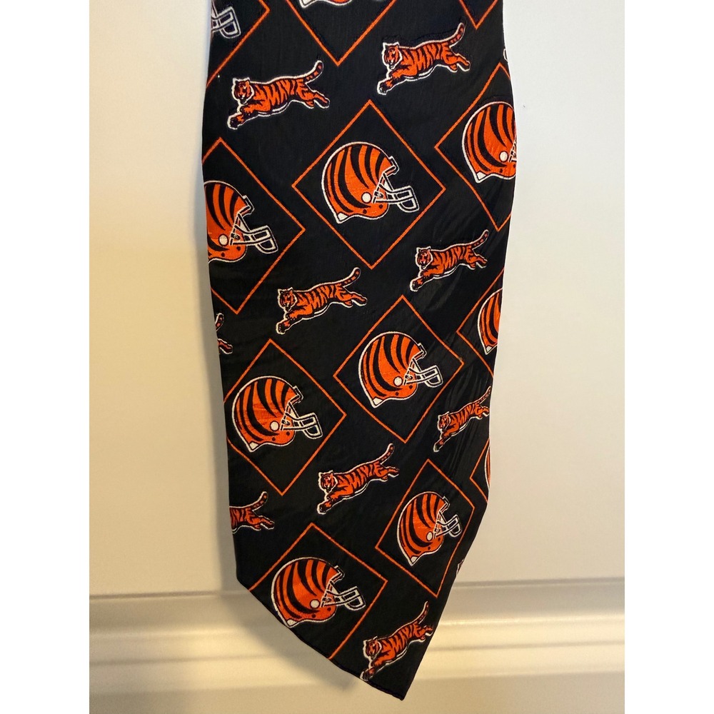 NFL Cincinnati Bengals Tie‎ Mens OS Black Excellent 1997 Vintage Silk Gameday